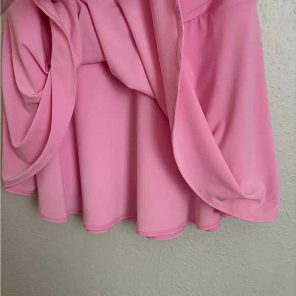 Aritzia Pink Ruched Pink Off The Shoulder Drop Waist Mini Dress - Picture 4 of 6